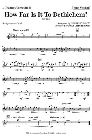 Geoffrey Shaw | How Far Is It To Bethlehem? (Carol) | Brass Trio and Piano